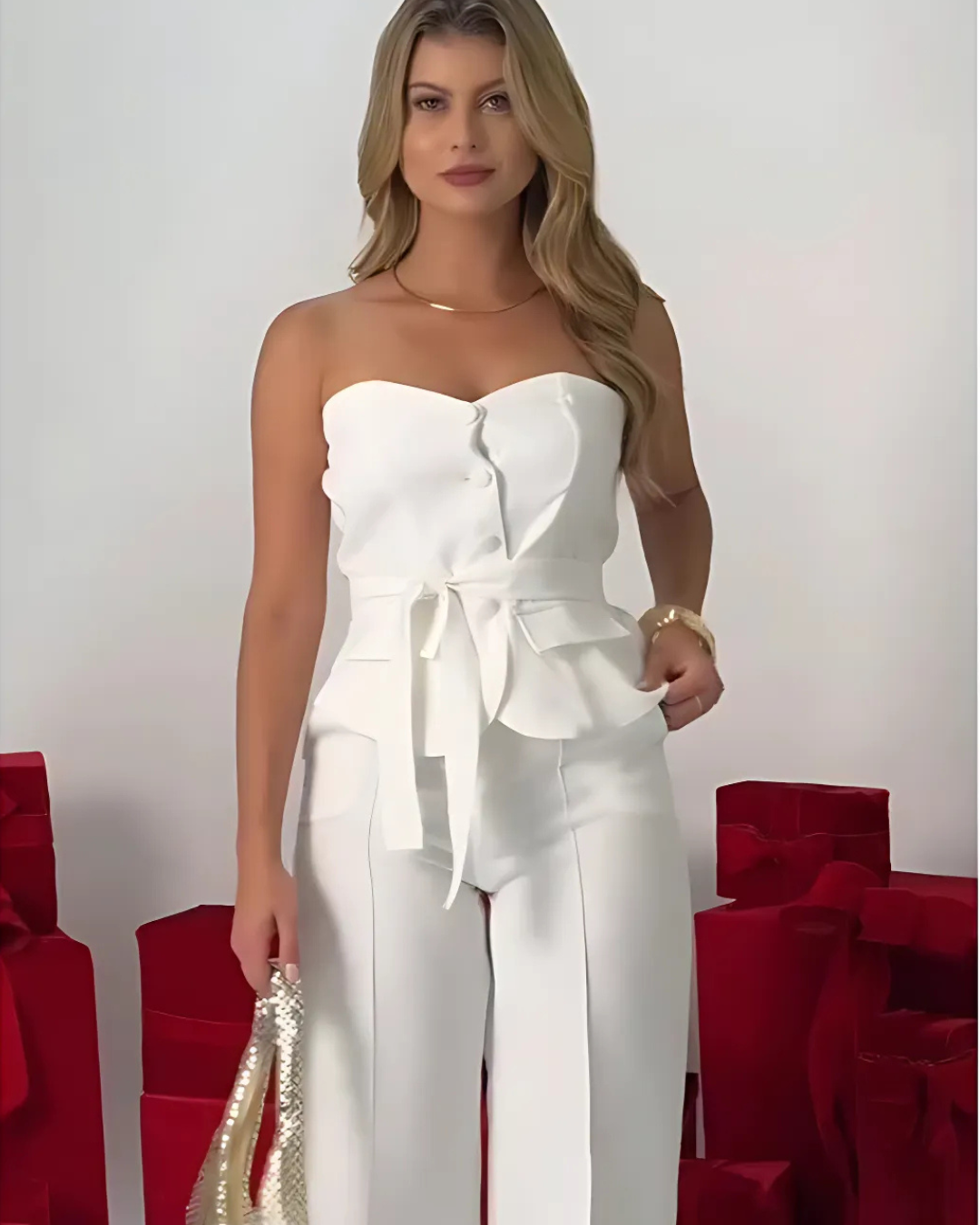 Conjunto Elegance Alfaiataria™ – Tomara Que Caia + Calça Pantalona